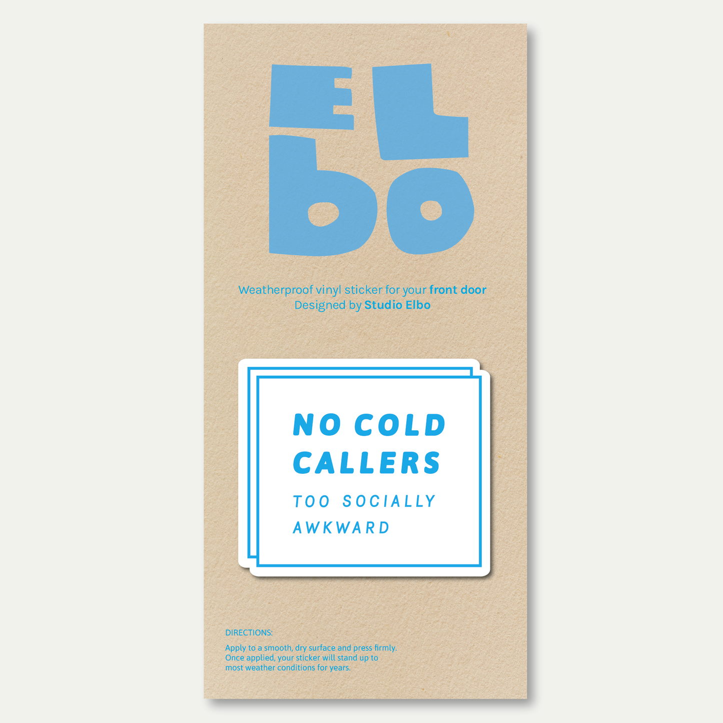 No Soliciting Sticker (Blue) - No Cold Callers, Too Socially Awkward